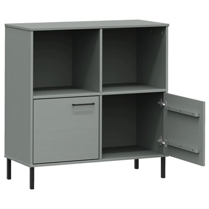 vidaXL Bookcase with Metal Legs Grey 90x35x90.5 cm Solid Wood OSLO 5