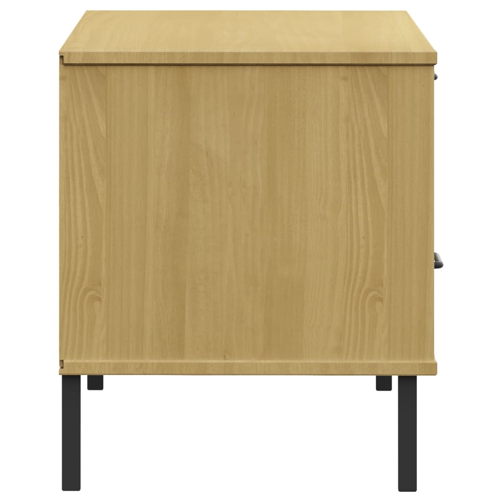vidaXL TV Cabinet with Metal Legs Brown Solid Wood Pine OSLO 6
