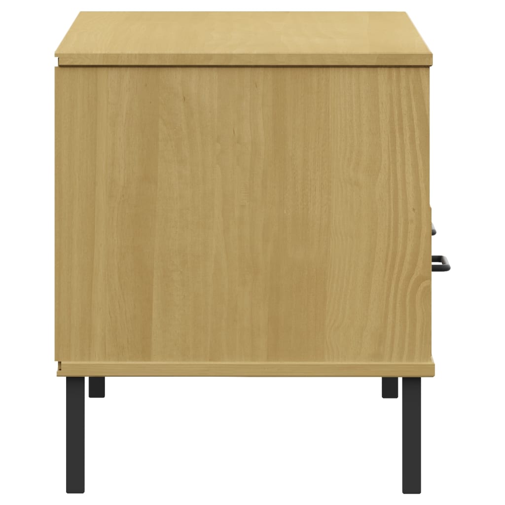 vidaXL TV Cabinet with Metal Legs Brown Solid Wood Pine OSLO 6