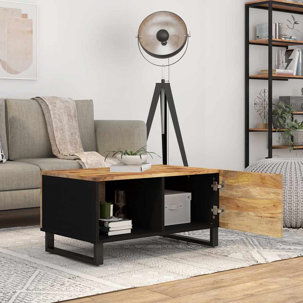 vidaXL Coffee Table 80x50x40 cm Solid Wood Mango&Engineered Wood 3