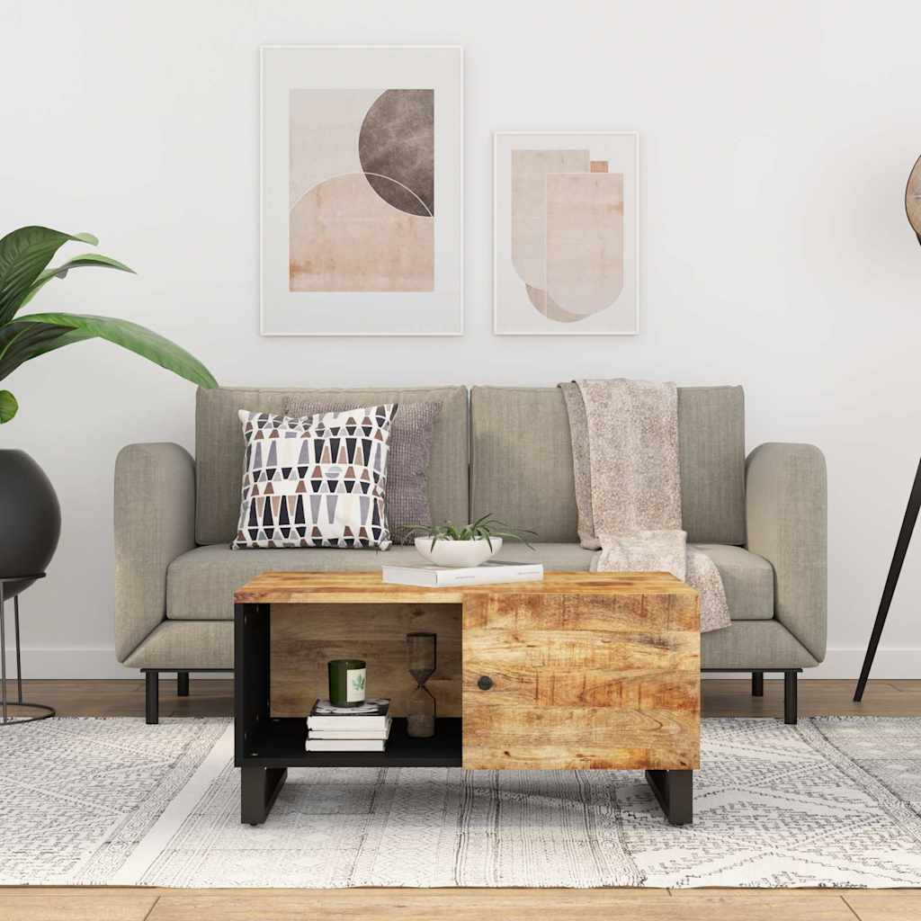 vidaXL Coffee Table 80x50x40 cm Solid Wood Mango&Engineered Wood 1