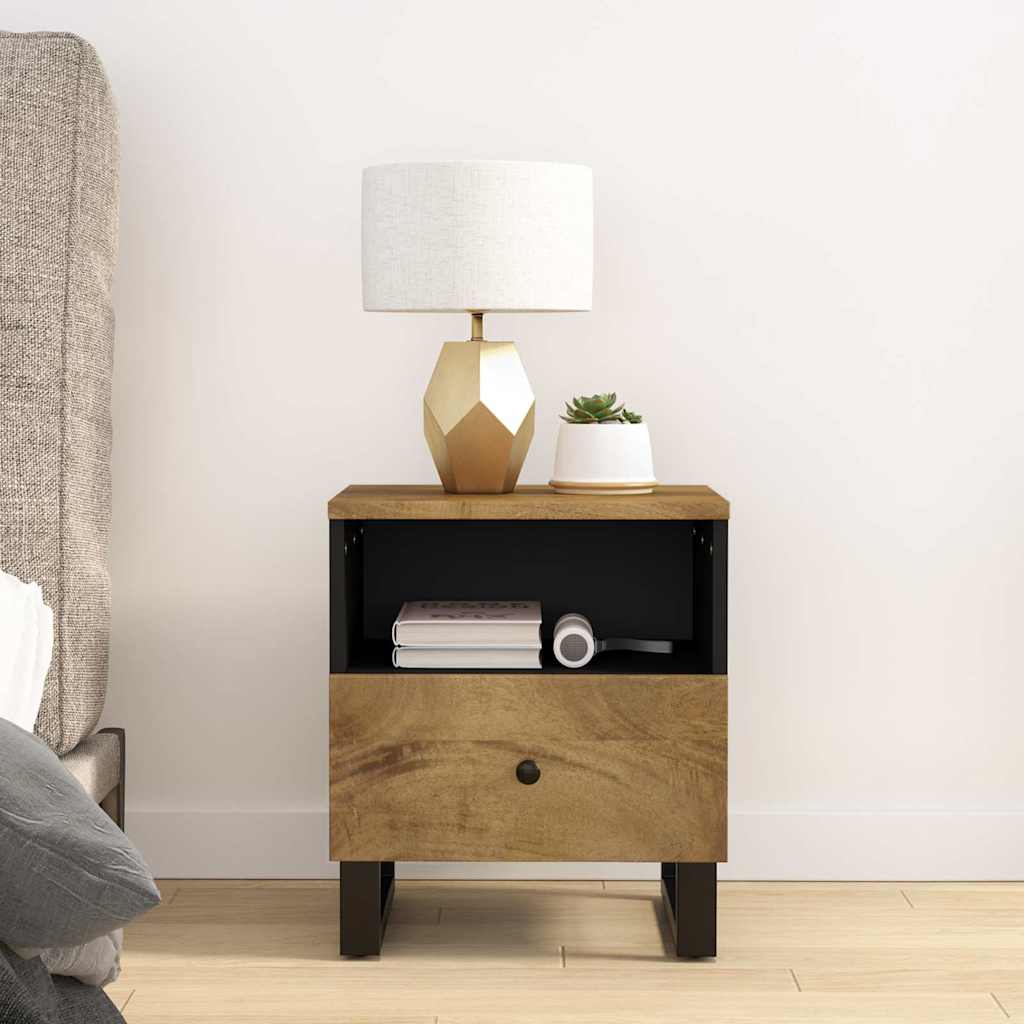 vidaXL Bedside Cabinet Solid Wood Mango&Engineered Wood 3