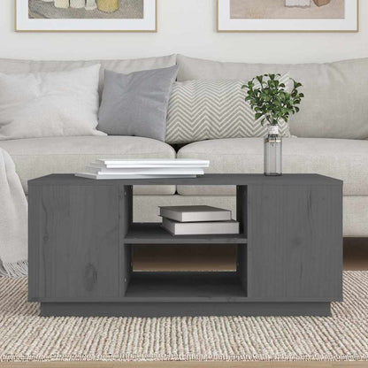 vidaXL Coffee Table | Grey | Solid Pine Wood | 90 x 49 x 40.5 cm | Coffee Table 3