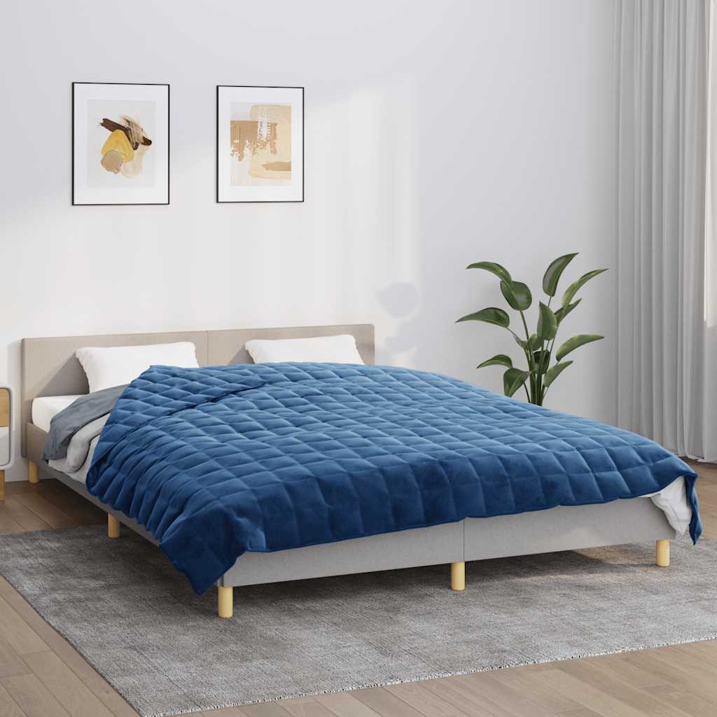 vidaXL Weighted Blanket Blue 220x235 cm King 11 kg Fabric 1