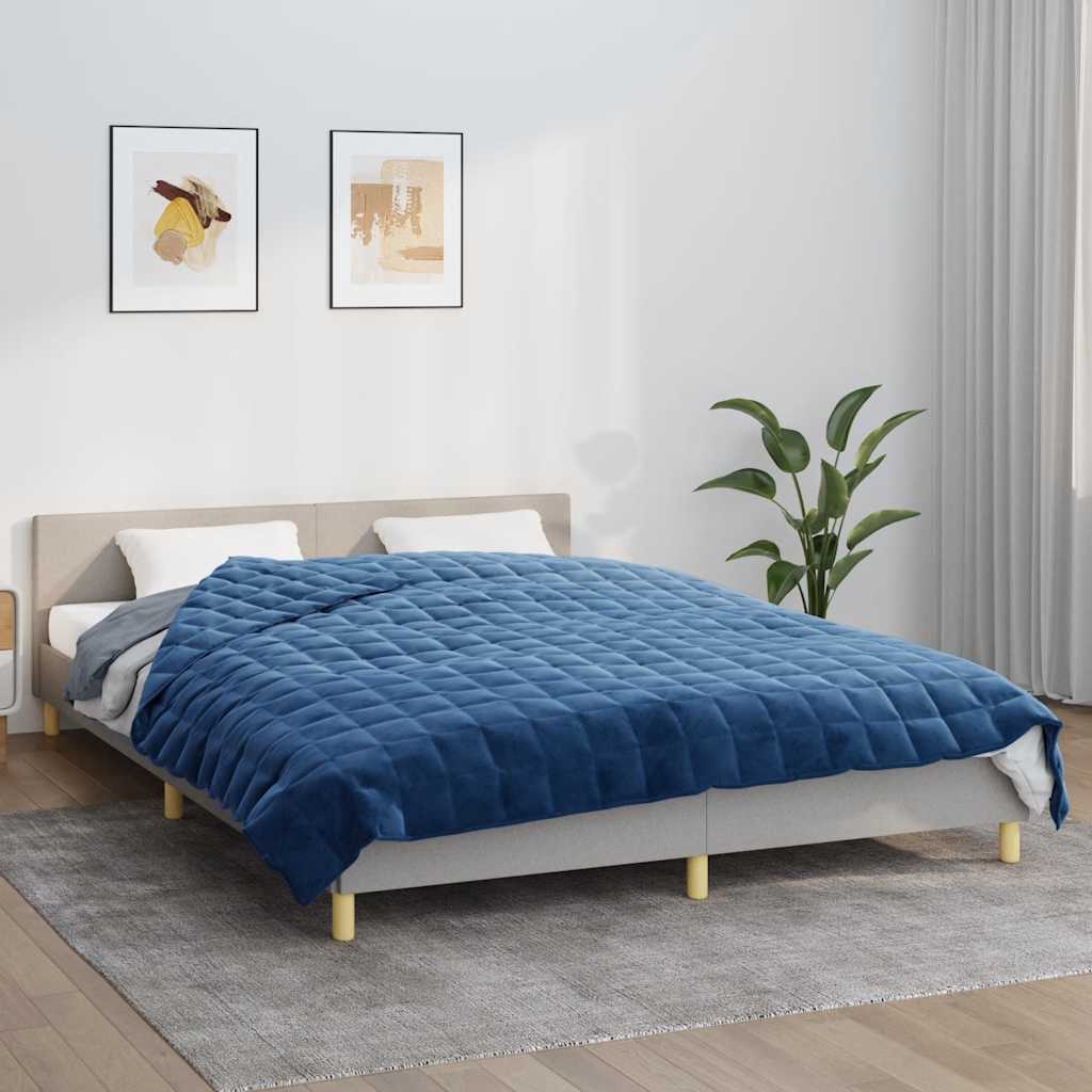 vidaXL Weighted Blanket Blue 220x235 cm King 15 kg Fabric 1