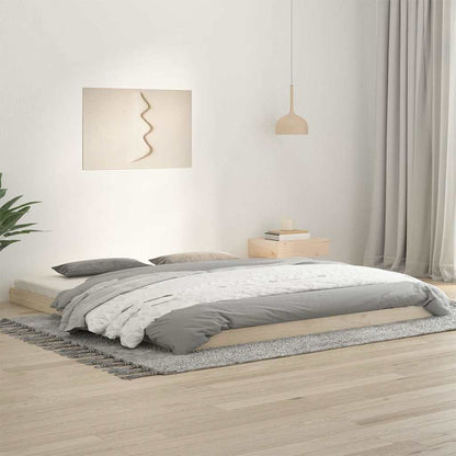 Bed Frame without Mattress Solid Wood Pine Length 200 cm Natural 180 cm