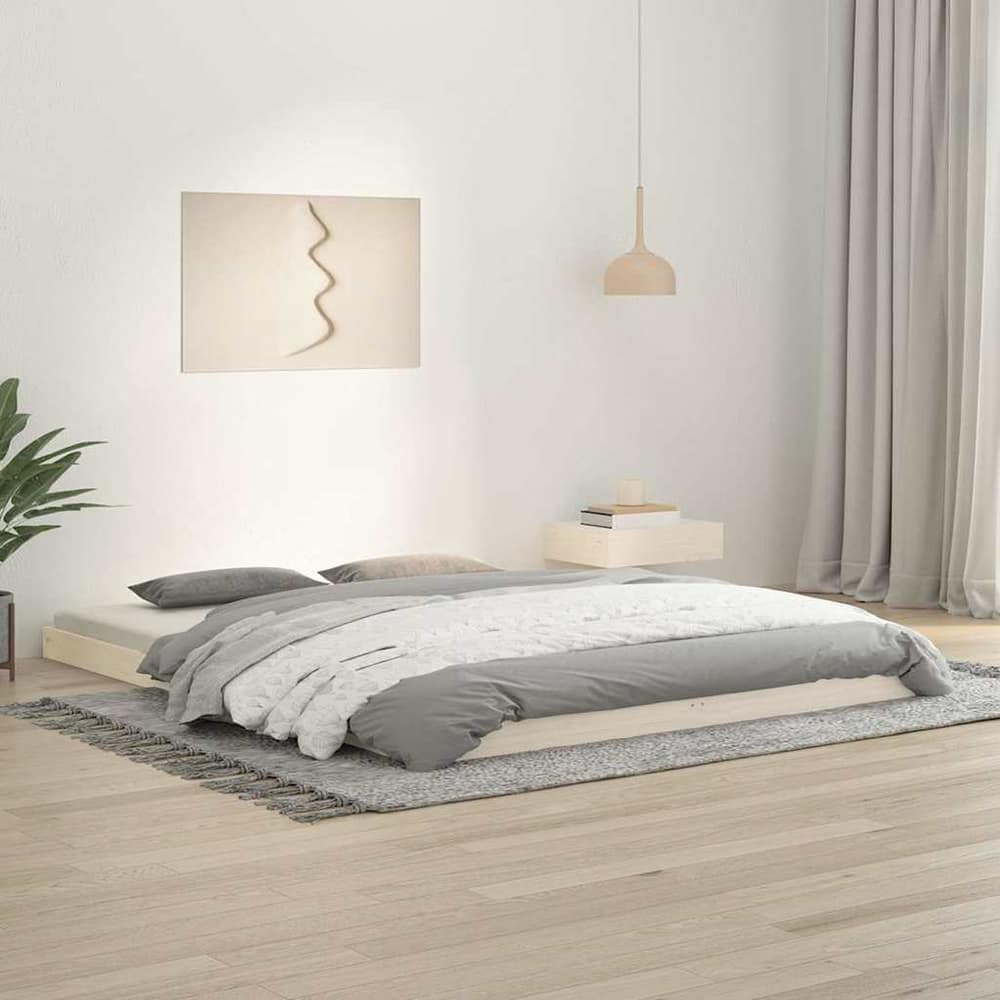 Bed Frame without Mattress Solid Wood Pine Length 200 cm White 160 cm