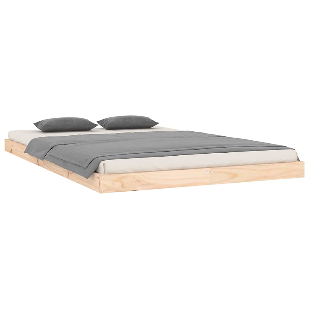 Bed Frame without Mattress Solid Wood Pine Length 200 cm Natural 120 cm