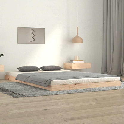 Bed Frame without Mattress Solid Wood Pine Length 200 cm Natural 120 cm