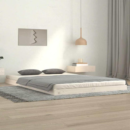 Bed Frame without Mattress Solid Wood Pine Length 200 cm White 120 cm