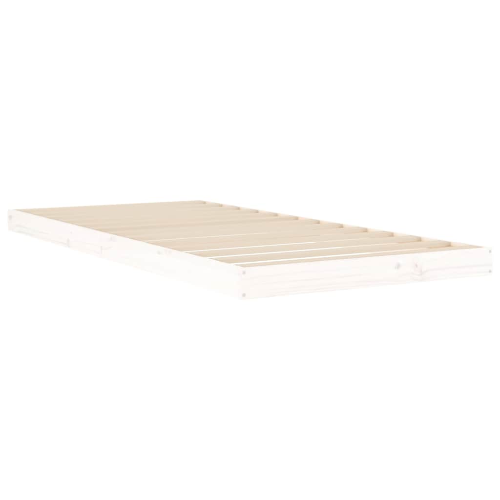 vidaXL Bed Frame without Mattress White 90x200 cm Solid Wood Pine 4