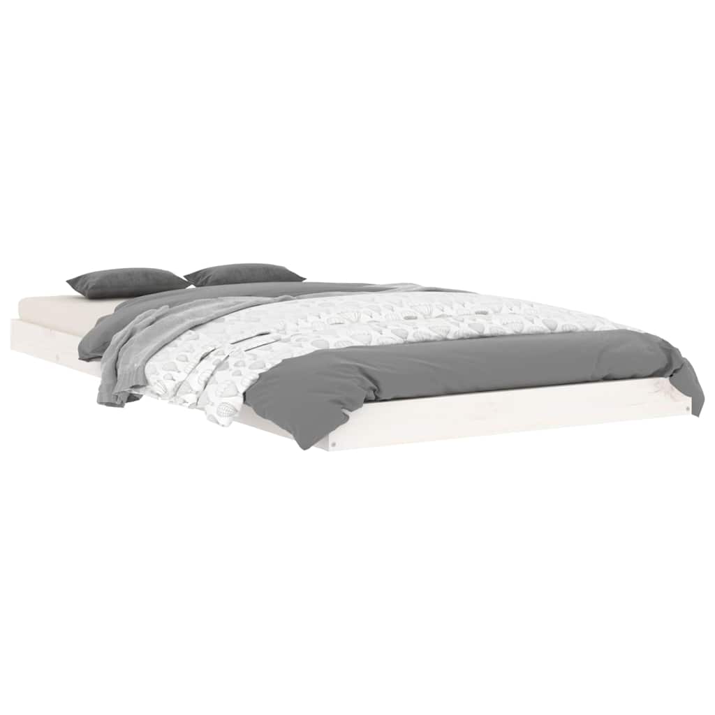 vidaXL Bed Frame without Mattress White 90x190 cm Single Single Solid Wood Pine 3