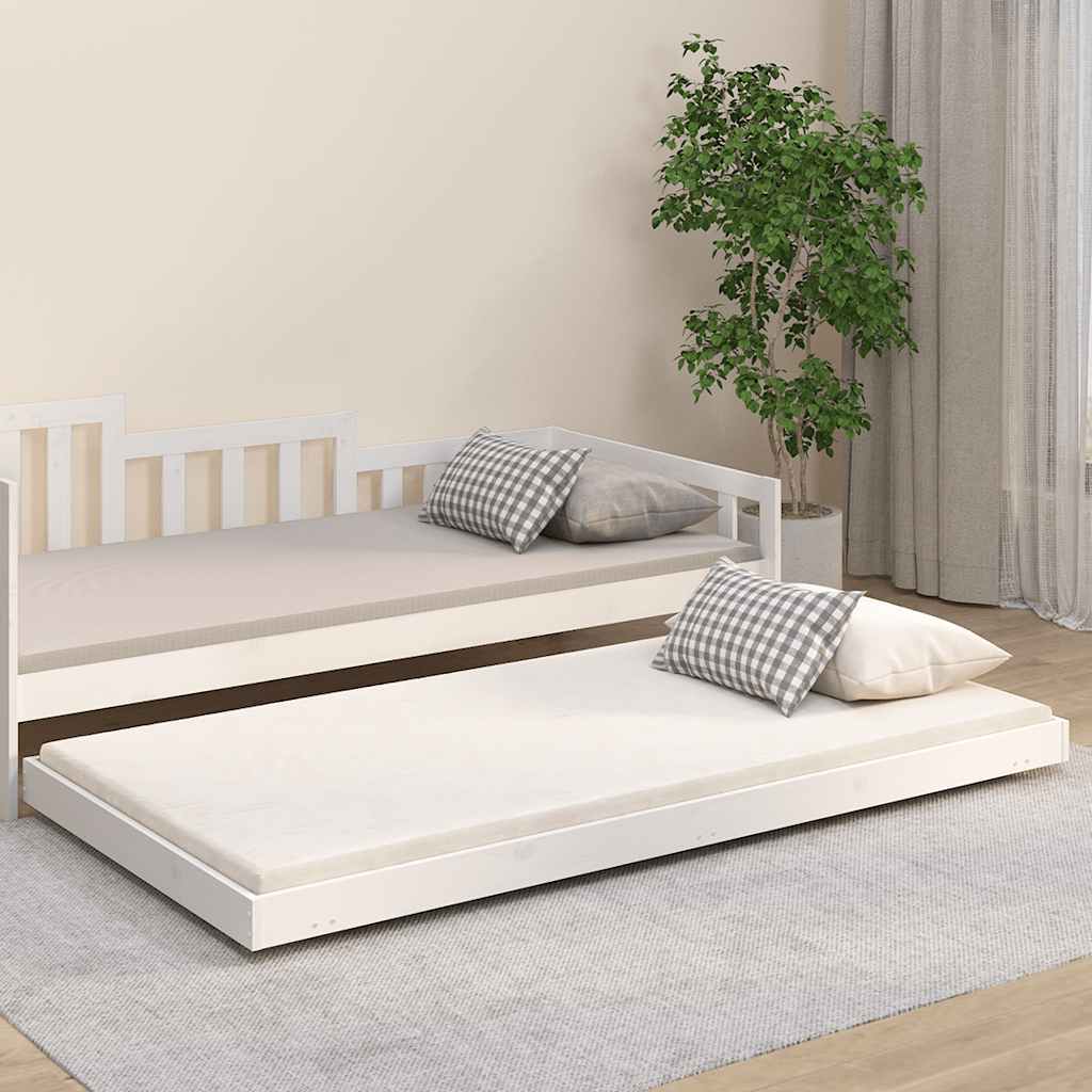 vidaXL Bed Frame without Mattress White 100x200 cm Solid Wood Pine 1
