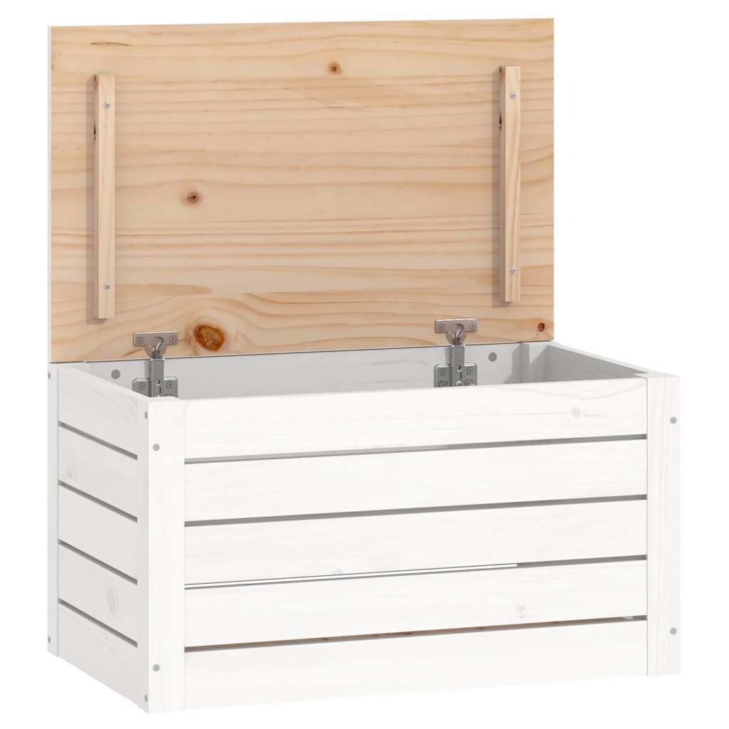 vidaXL Storage Box White 59,5x36,5x33 cm Solid Wood Pine 2