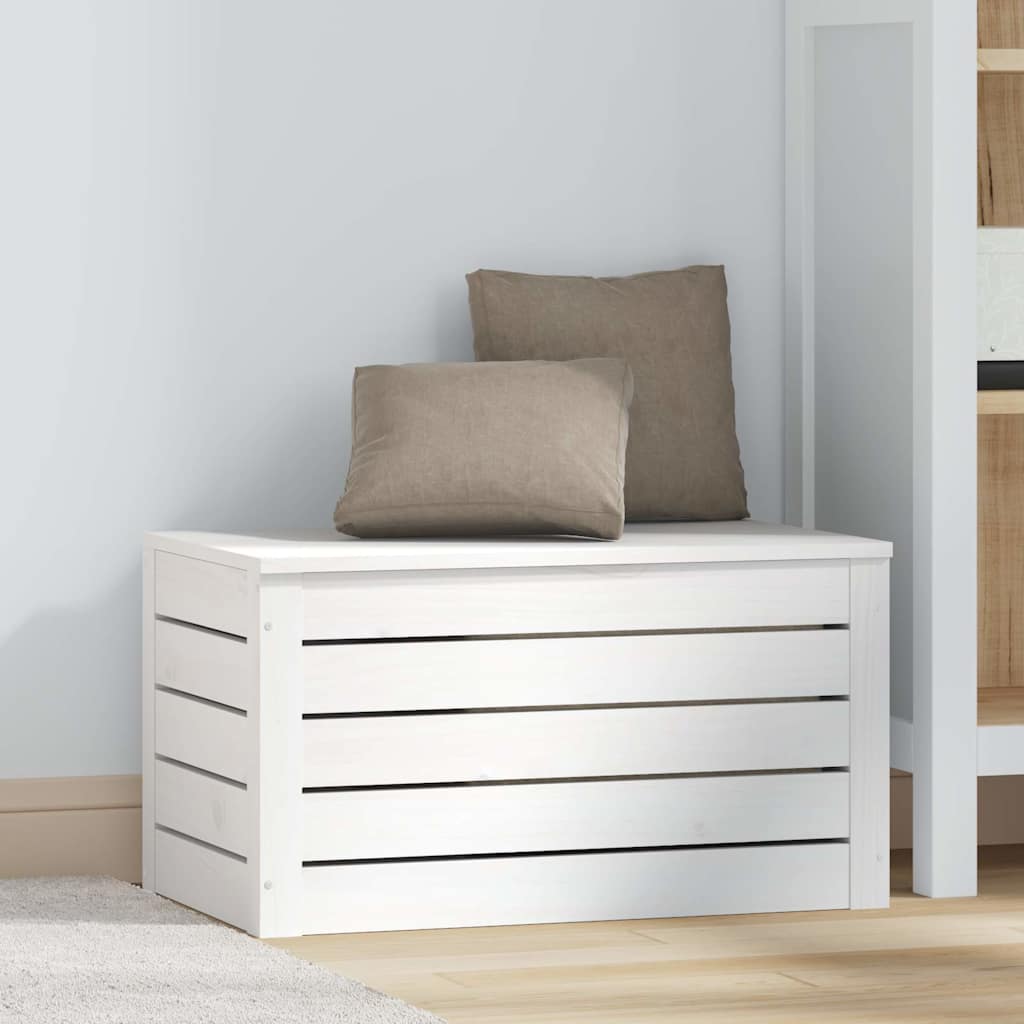 vidaXL Storage Box White 59,5x36,5x33 cm Solid Wood Pine 3