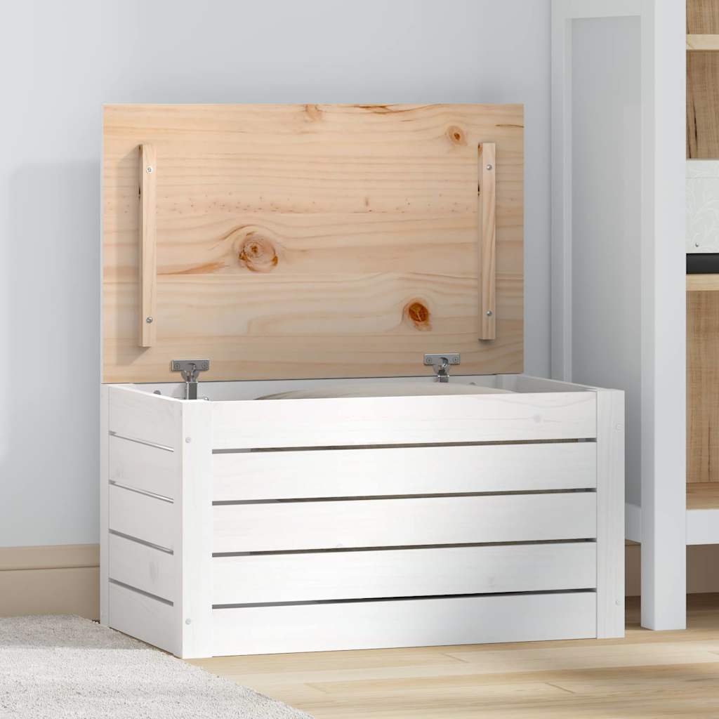vidaXL Storage Box White 59,5x36,5x33 cm Solid Wood Pine 1