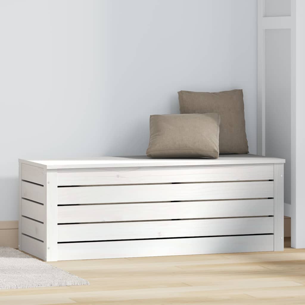 vidaXL Storage Box White 89x36,5x33 cm Solid Wood Pine 4