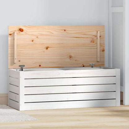 vidaXL Storage Box White 89x36,5x33 cm Solid Wood Pine 1