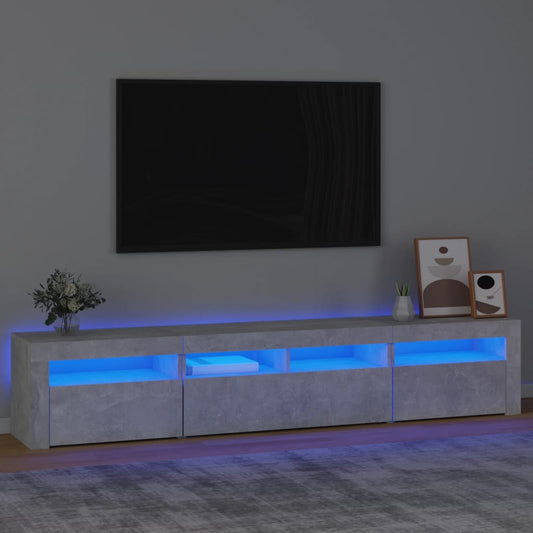 TV Cabinet with LED Lights 210x35x40 cm Concrete grey