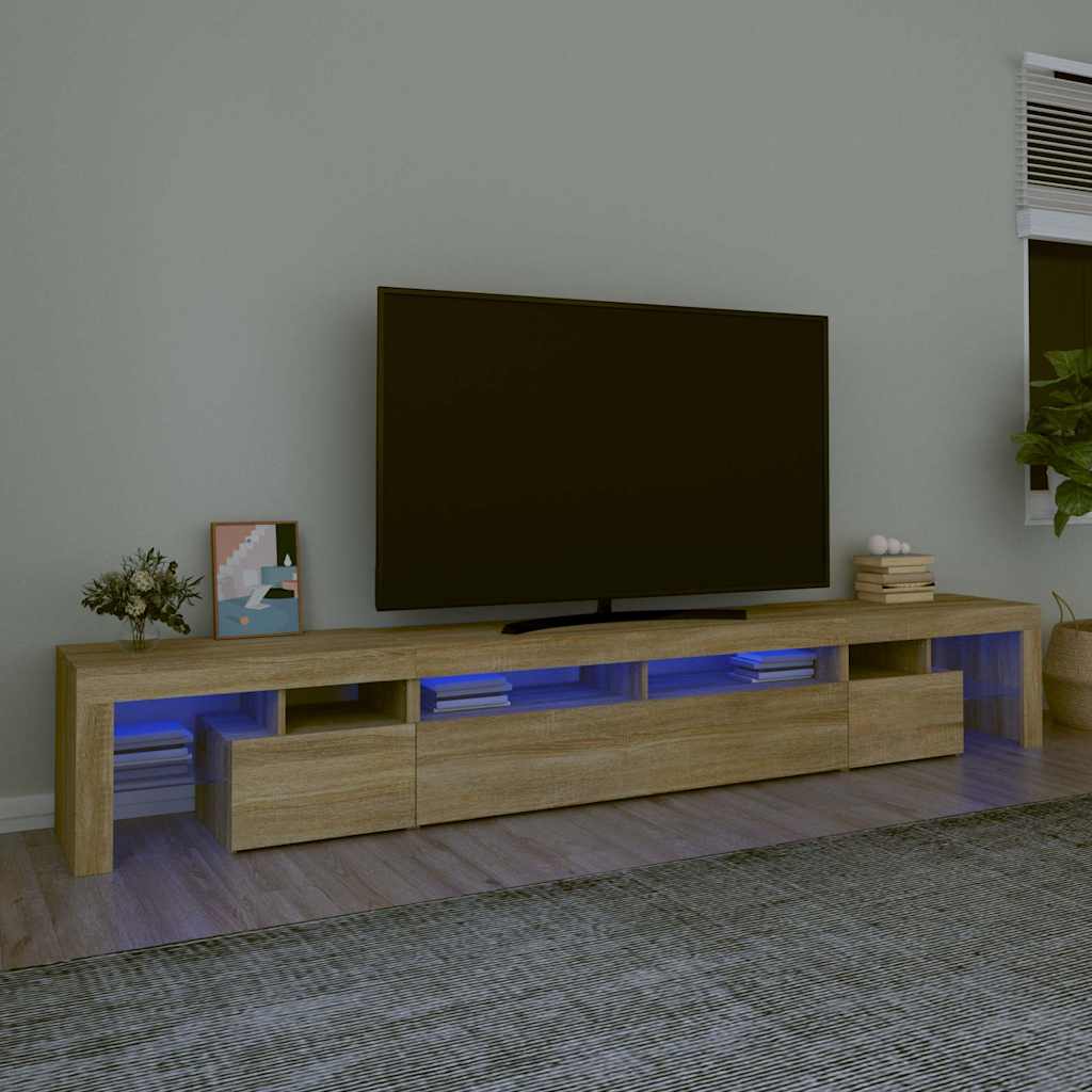TV Cabinet with LED Lights 260x36.5x40 cm 2 pcs Sonoma oak 260 cm