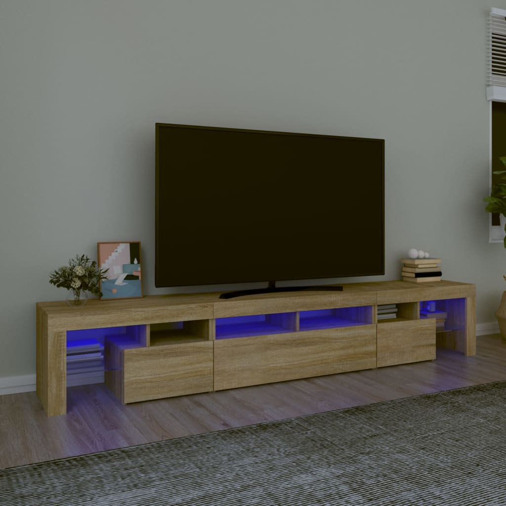 TV Cabinet with LED Lights 260x36.5x40 cm 2 pcs Sonoma oak 230 cm