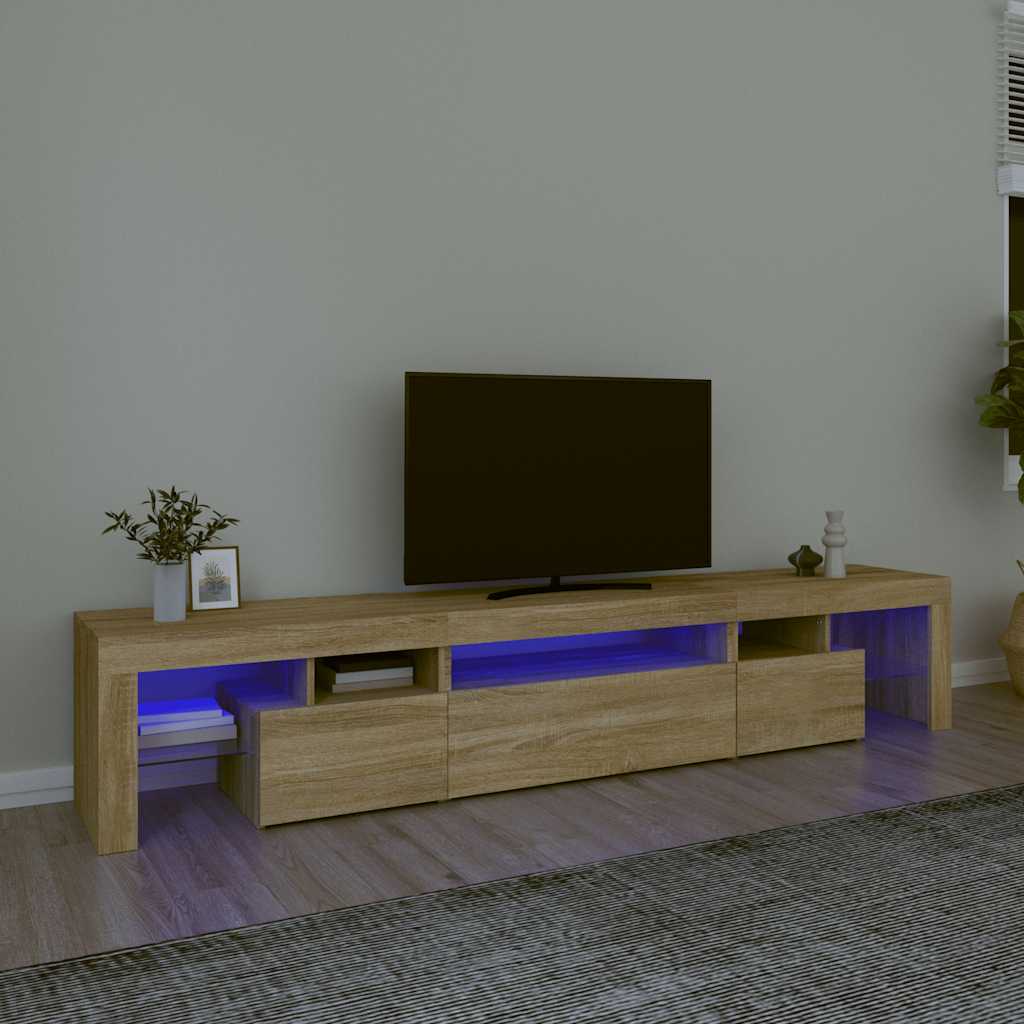 TV Cabinet with LED Lights 260x36.5x40 cm 2 pcs Sonoma oak 215 cm