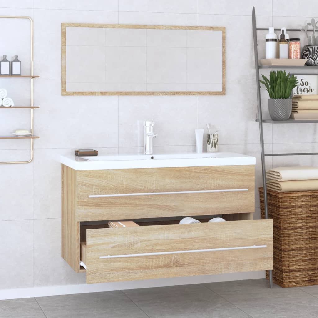 3 Piece Bathroom Furniture Sonoma oak