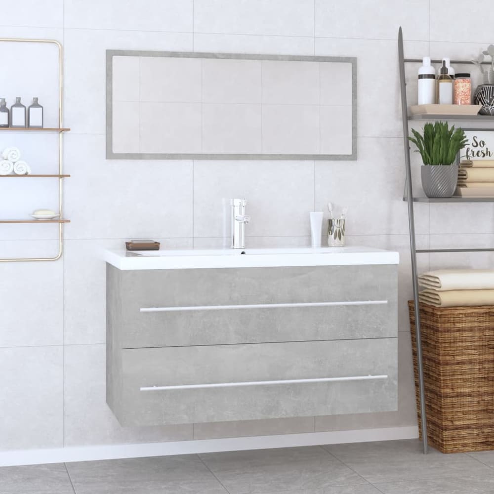 3 Piece Bathroom Furniture Concrete grey