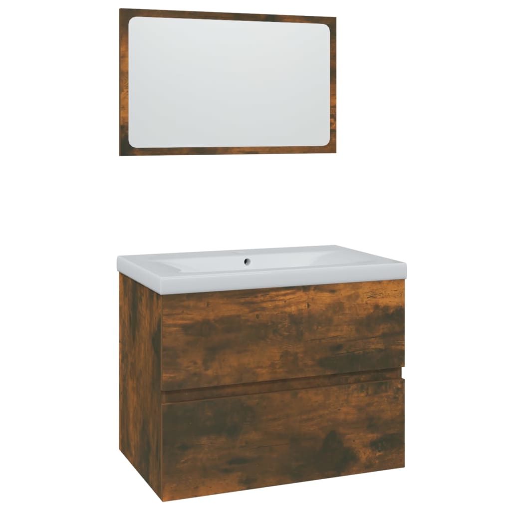 Bathroom Furniture Set Engineered Wood 60 x 38.5 x 45 cm Smoked oak