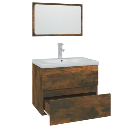 Bathroom Furniture Set Engineered Wood 60 x 38.5 x 45 cm Smoked oak