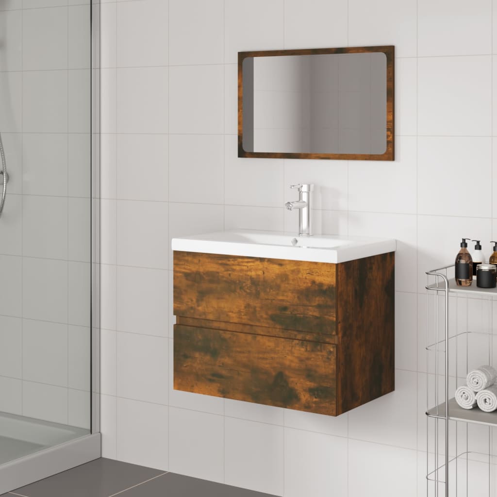 Bathroom Furniture Set Engineered Wood 60 x 38.5 x 45 cm Smoked oak