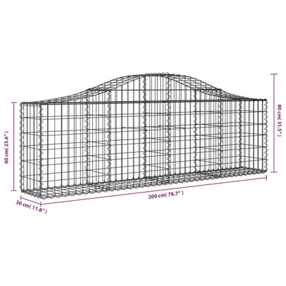 vidaXL Arched Gabion Basket 200x30x60/80 cm Galvanised Iron 5
