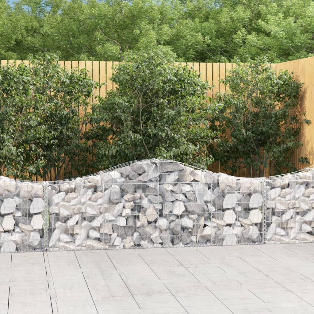 vidaXL Arched Gabion Basket 200x30x60/80 cm Galvanised Iron 1