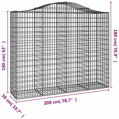 vidaXL Arched Gabion Basket 200x50x160/180 cm Galvanised Iron 5