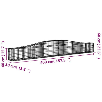 vidaXL Arched Gabion Basket 400x30x40/60 cm Galvanised Iron 5