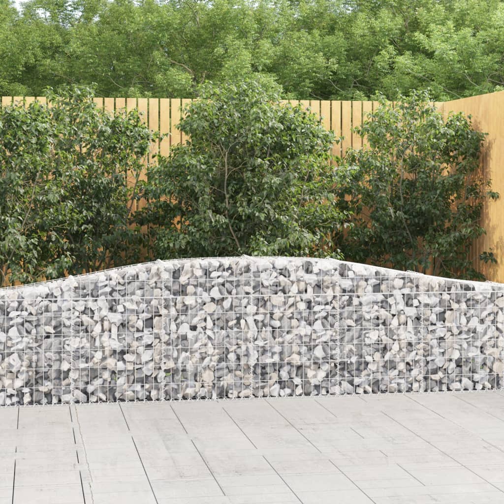 vidaXL Arched Gabion Basket 400x30x60/80 cm Galvanised Iron 1