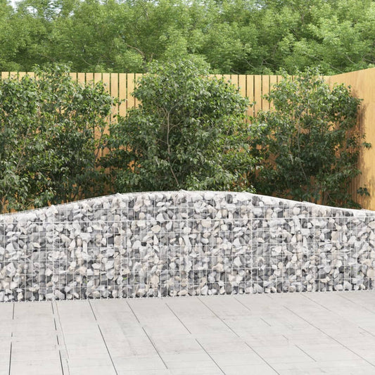 vidaXL Arched Gabion Basket 400x30x60/80 cm Galvanised Iron 1