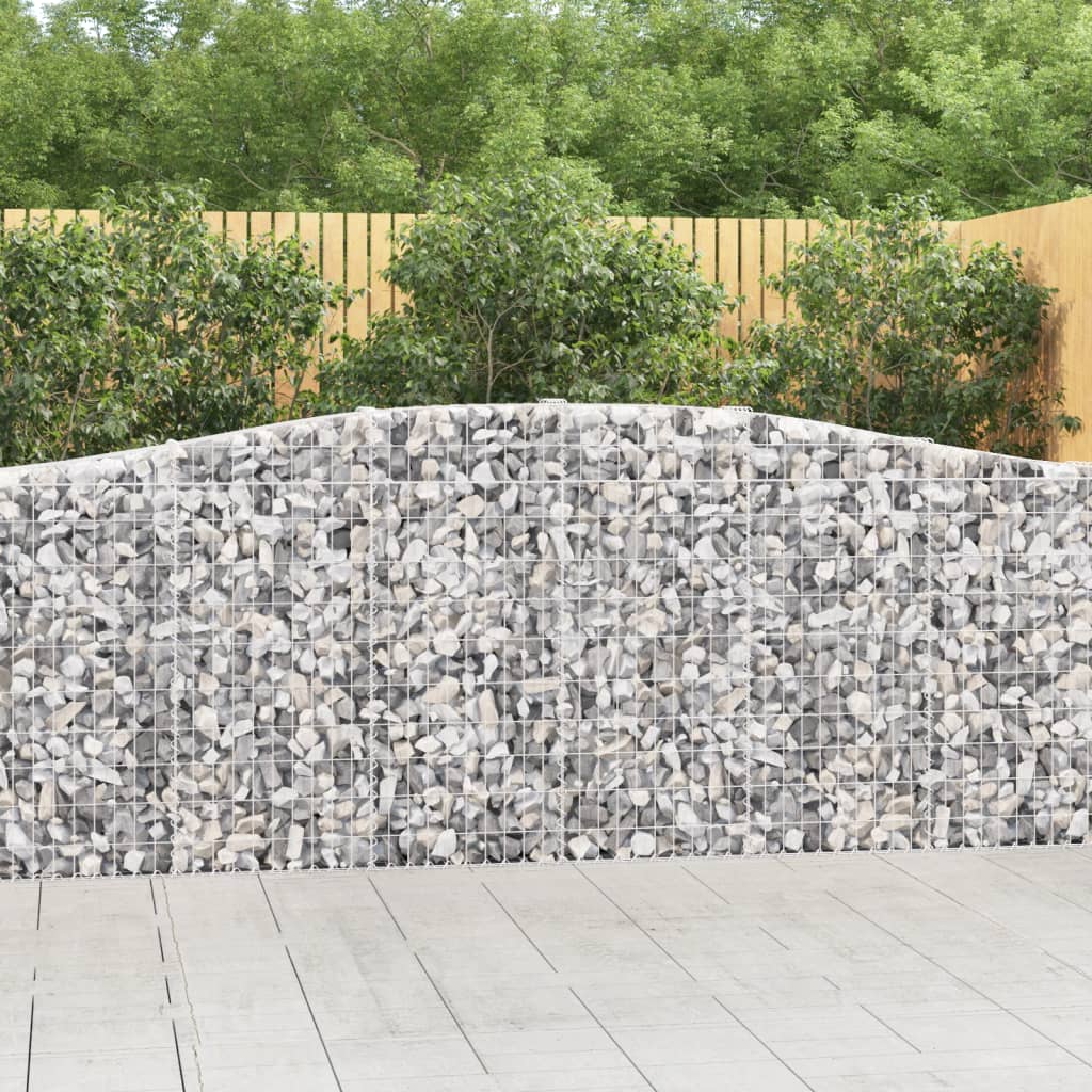 vidaXL Arched Gabion Basket 400x30x100/120 cm Galvanised Iron 1
