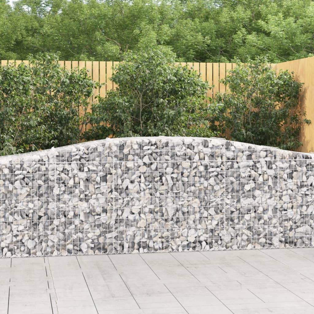 vidaXL Arched Gabion Basket 400x50x80/100 cm Galvanised Iron 1