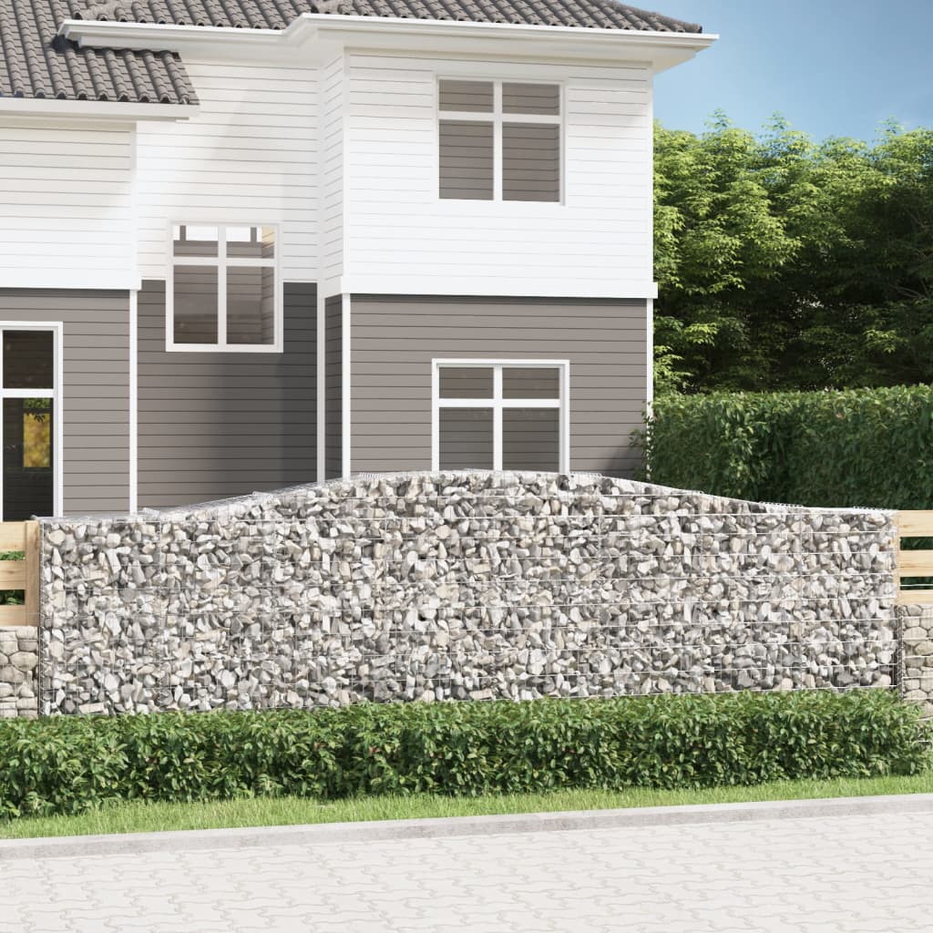 vidaXL Arched Gabion Basket 400x50x120/140 cm Galvanised Iron 1