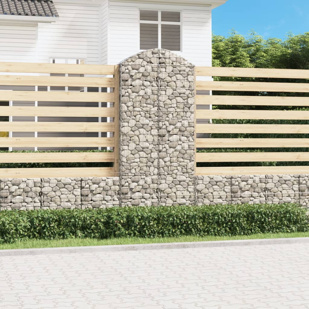 vidaXL Arched Gabion Basket 100x30x220/240 cm Galvanised Iron 1