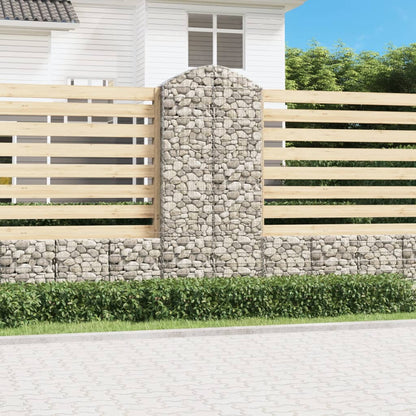 vidaXL Arched Gabion Basket 100x30x220/240 cm Galvanised Iron 1