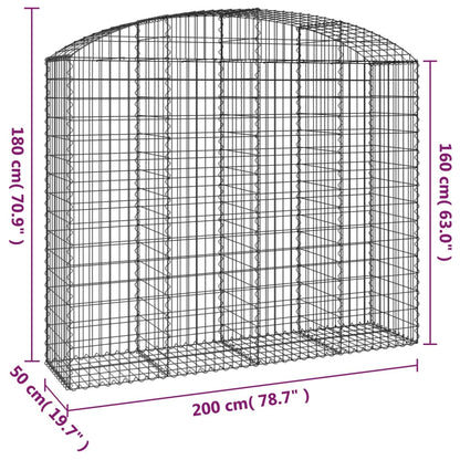 vidaXL Arched Gabion Basket 200x50x160/180 cm Galvanised Iron 5