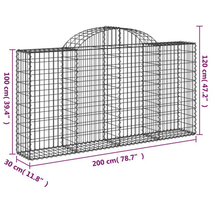 vidaXL Arched Gabion Basket 200x30x100/120 cm Galvanised Iron 5