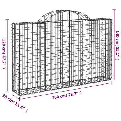 vidaXL Arched Gabion Basket 200x30x120/140 cm Galvanised Iron 5