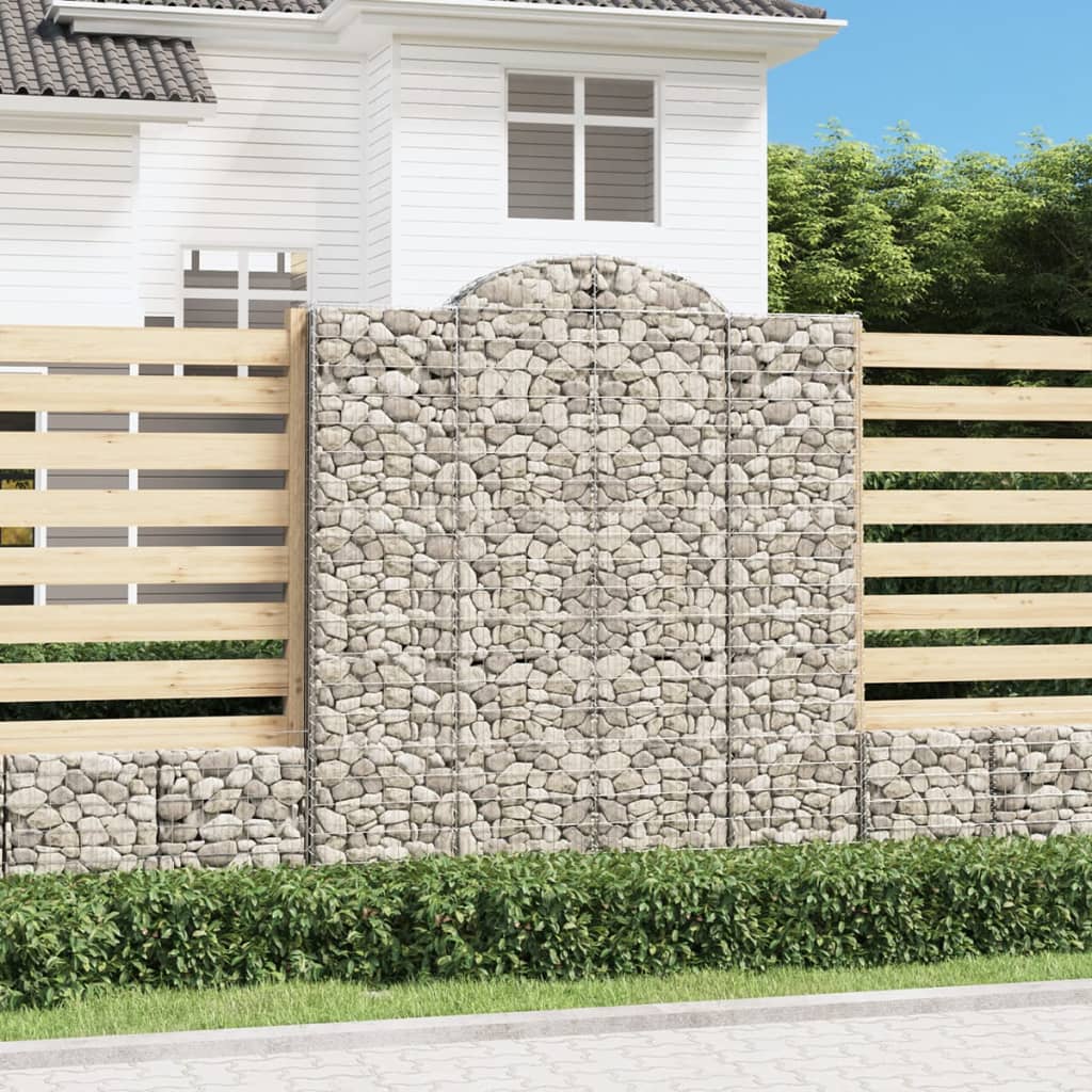vidaXL Arched Gabion Basket 200x50x220/240 cm Galvanised Iron 1