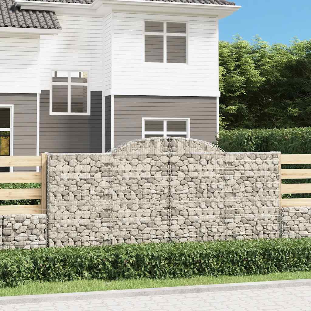 vidaXL Arched Gabion Basket 300x50x140/160 cm Galvanised Iron 1