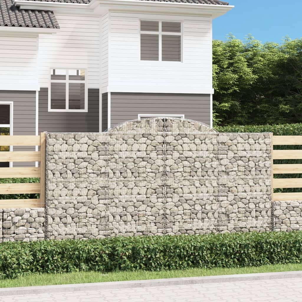 vidaXL Arched Gabion Basket 300x50x160/180 cm Galvanised Iron 1