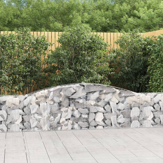 vidaXL Arched Gabion Basket 400x30x60/80 cm Galvanised Iron 1