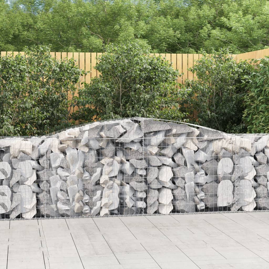 vidaXL Arched Gabion Basket 400x50x80/100 cm Galvanised Iron 1